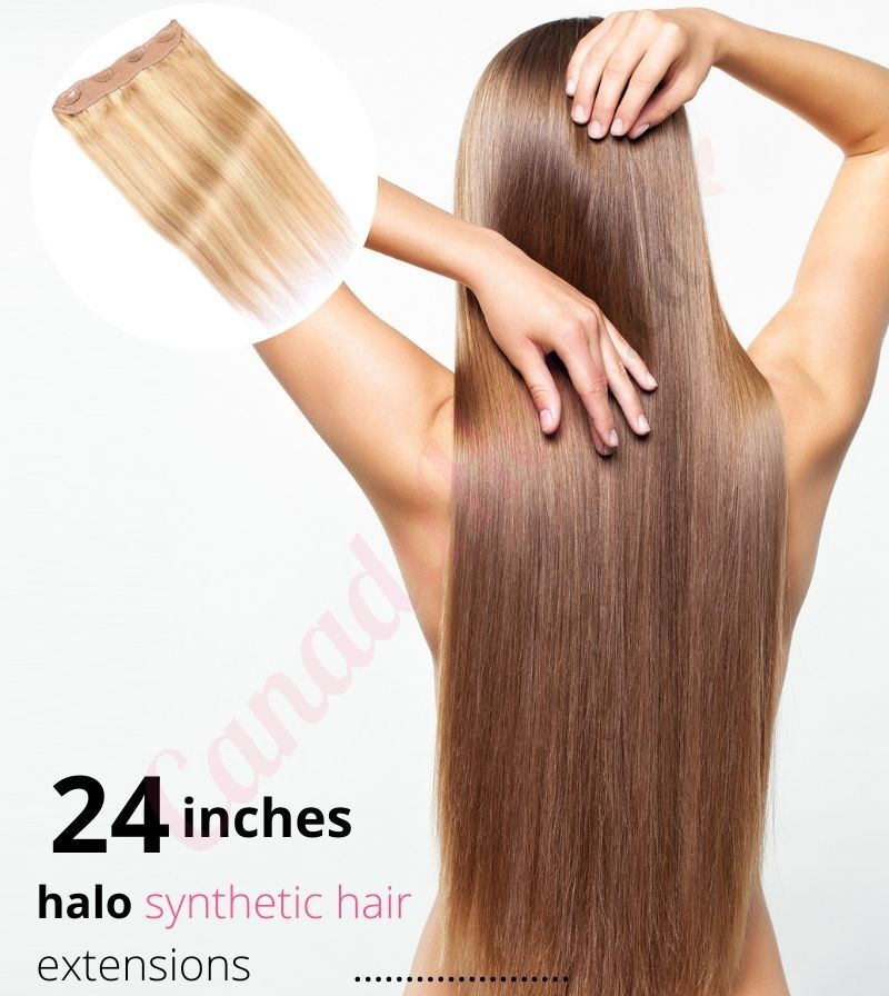 TALANG 24Inches Synthetic Natural Hair Invisible Wire In Hair Extensions No  Clip With Secrect Line Easy Attach Hairpiece