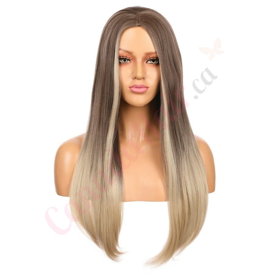 DM2031328 v4 Long Ombre Brown Blonde Synthetic Hair Wig Final Sale