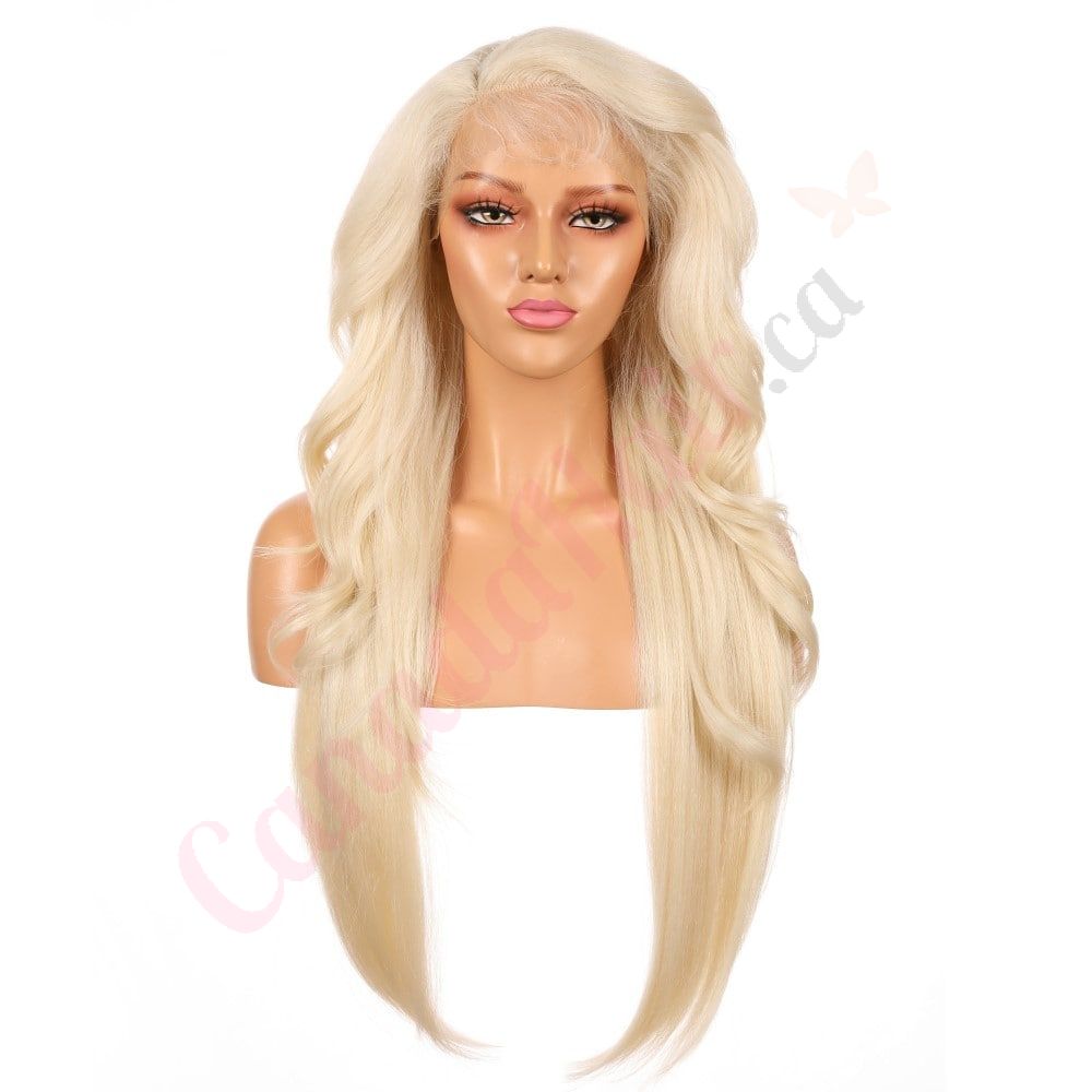 Long blonde human on sale hair wig