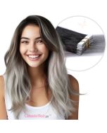 Ombre Grey Tape-in Hair Extensions - Human Hair