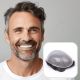 #230 Dark Brown with medium grey Hair Toupee For Men | Hair Replacement System For Men PU Topper - Remy Human Hair 