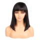 Aria - Short Black Remy Human Hair Wig 14 Inches Bob Wig With Bang