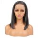 Anna - Short Black/Grey Remy Human Hair Wig 14 Inches Bob Wig 