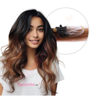 22 Remy Micro Ring Light Brown Hair Extensions With Dark Brown Highlights  And Honey Blonde Micro Loop 100g Micro Bead Extensions #P4/613 From  Humanwig, $39.36